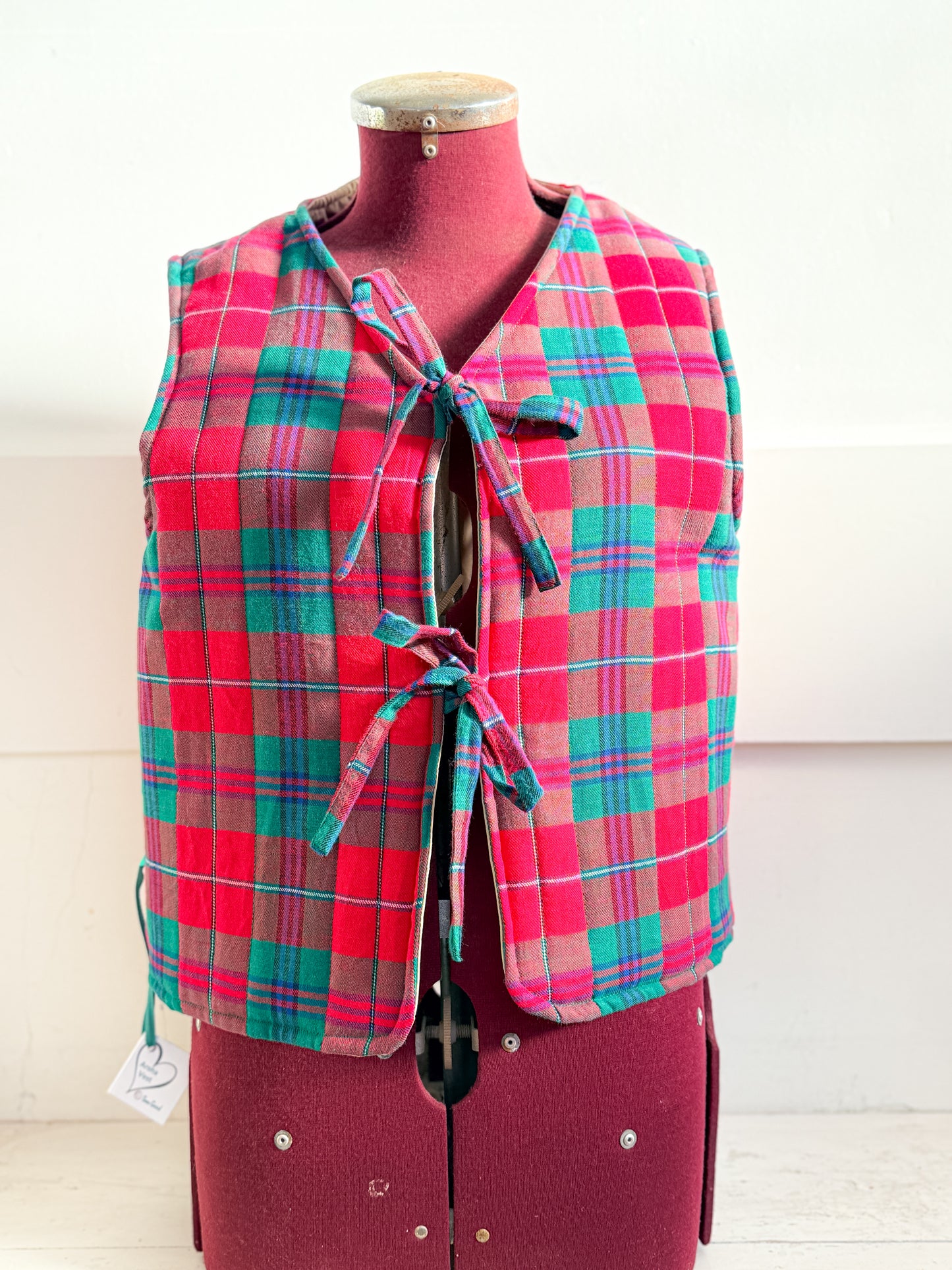 Cotton Quilted Vest - Red Plaid