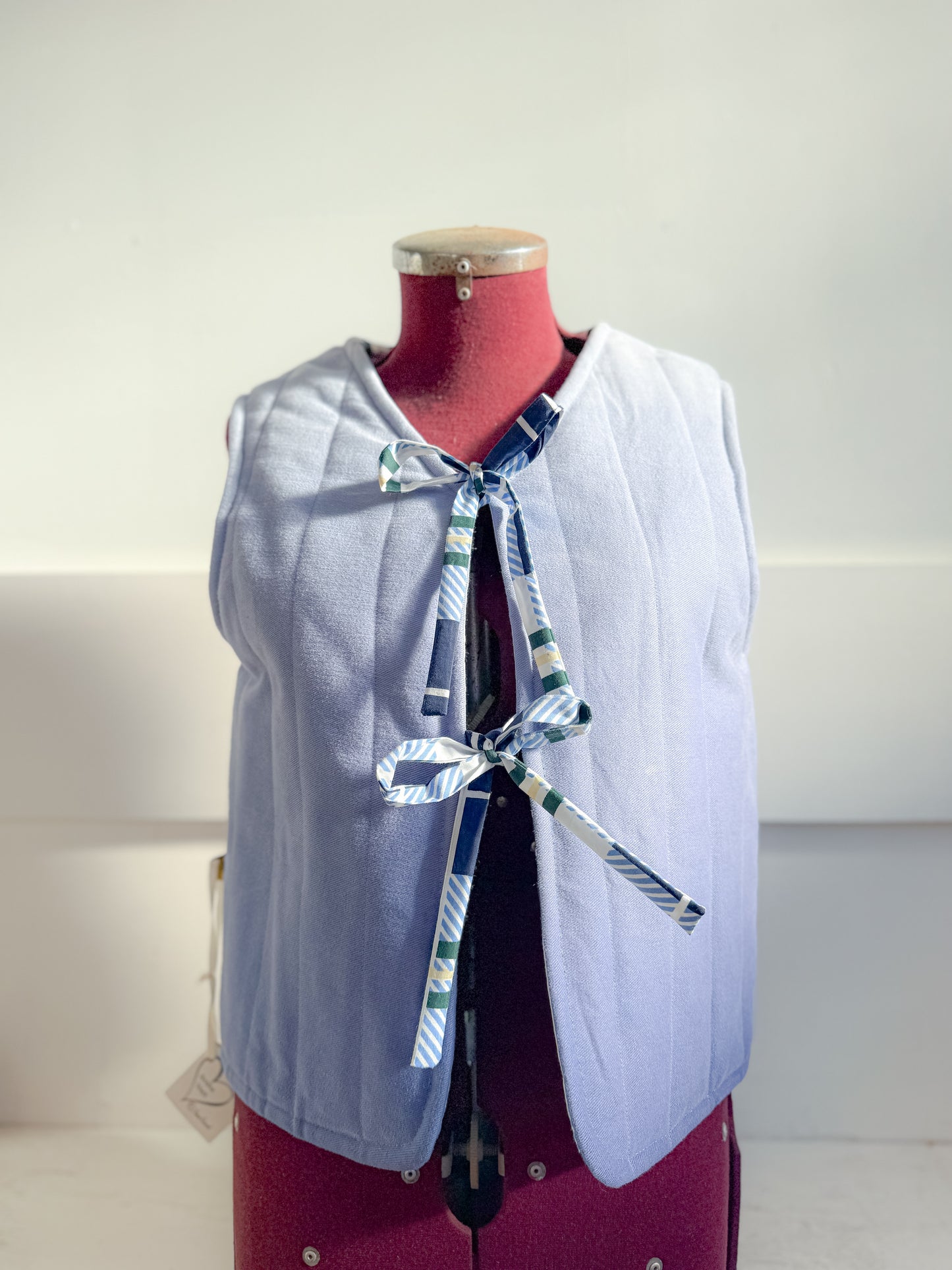 Quilted Reversible Vest - Blue Plaid