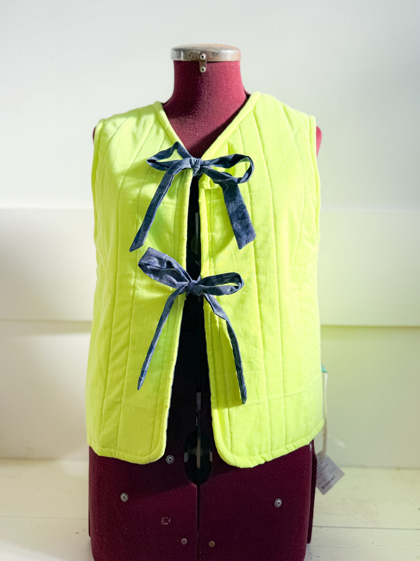 Cotton Quilted Vest - Neon/Denim Camo